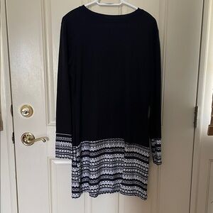 Black and White Long Sleeve Knit Dress-Never Worn